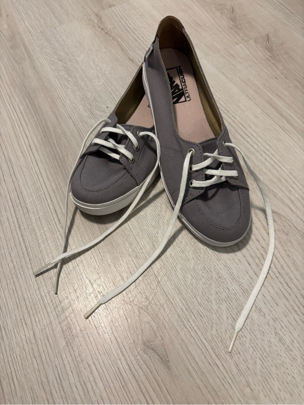 Vans Women's Gray Lace-Up Slip-On Sneakers